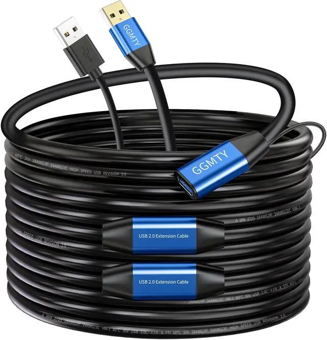 Main image of GGMTY USB 2.0 Type A Male to A Female Active Repeater Extension Cable 100ft, High Speed 480 Mbps