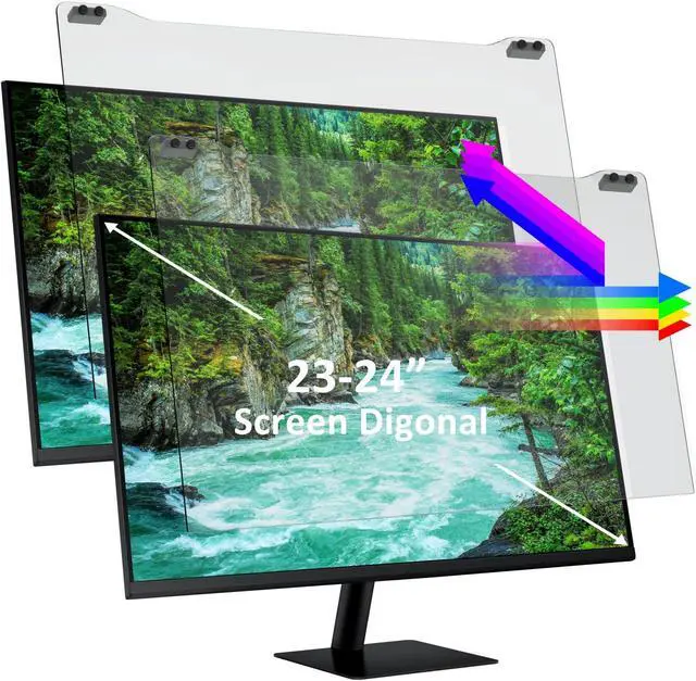 Main image of [2 Packs] GHY Universal 23, 23.6, 23.8, 24" Anti Blue Light Screen Protector 24 Inch Monitor, Anti UV Eye Protection Filter, Hanging Type Computer Screen Protector for Eyes