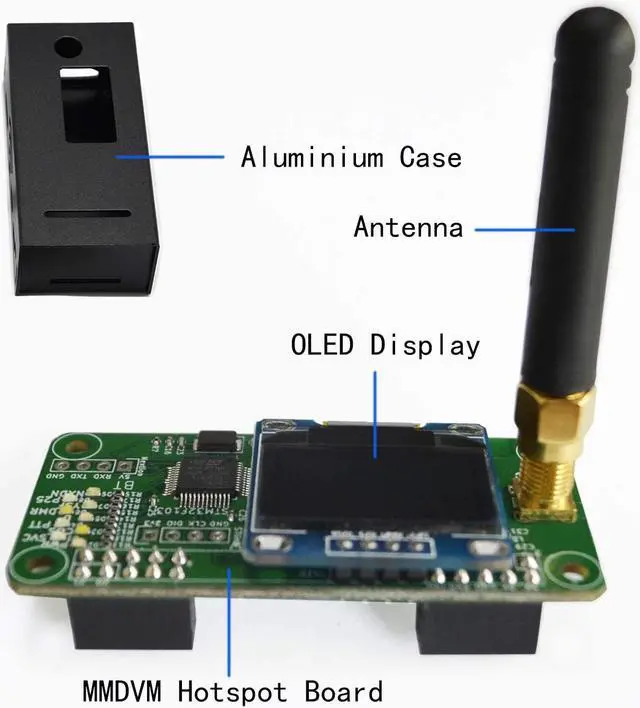 Alt view image 4 of 5 - GOOZEEZOO MMDVM Hotspot Board (V1.5.2) + Antenna + OLED Display Aluminium Case MMDVM Pi Hat for Raspbery Pi 3 4 3B 3B+ Zero W Zero 2W Digital Hotspot Ham Radio(Raspberry pi not Included)