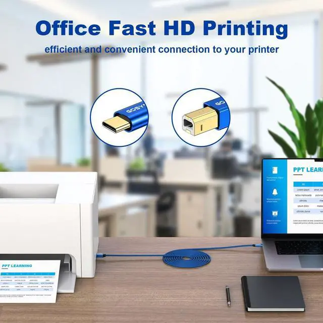 Alt view image 4 of 5 - GOSYSONG USB C Cable - 100ft, Active USB C to Type B, High Speed Printer & Scanner Cord Compatible with HP, Piano, Midi Keyboard, Audio Recording