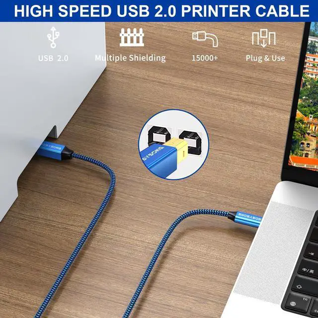 Alt view image 3 of 5 - GOSYSONG USB C Cable - 100ft, Active USB C to Type B, High Speed Printer & Scanner Cord Compatible with HP, Piano, Midi Keyboard, Audio Recording