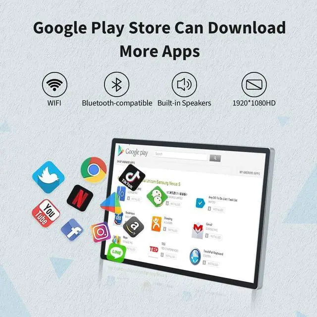 Alt view image 3 of 5 - TouchWo 21.5 inch Android 11 Touchscreen Industrial PC, 16:9 FHD 1080P, WiFi and Built-in Speakers, RK3568 4GB RAM & 32GB ROM, Smart Board for Classroom, Meeting & Game