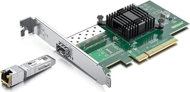 Main image of 10GBASE-T Transceiver with 10Gb SFP+ PCI-E Network Card, 10G NIC Compare to Intel X520-DA1, 10G SFP+ to RJ45 Module Compatible with Intel and more, reach 30m over cat6/7