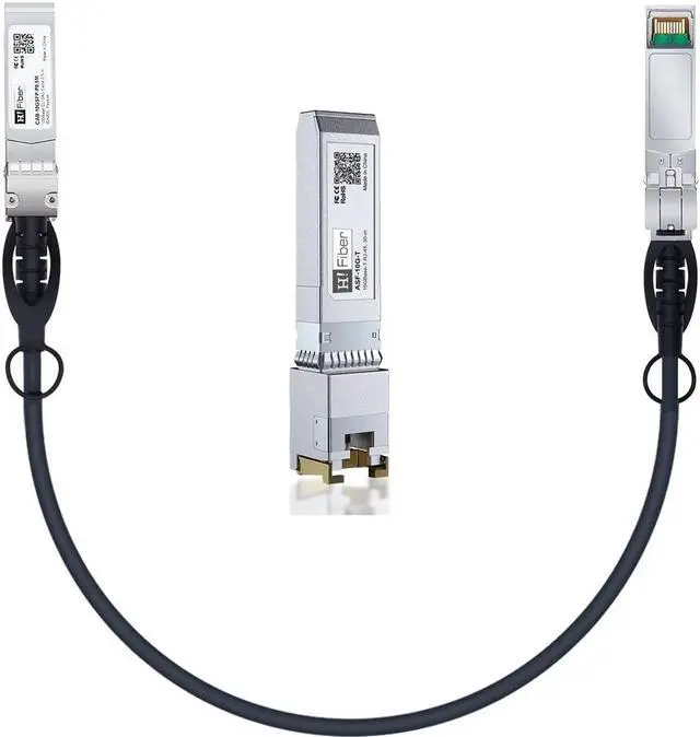 Main image of 10G SFP+ DAC 0.5M with 10Gbase-T SFP+ RJ45 Transceiver,Compatible with Cisco, Meraki, MikroTik, Ubiquiti, Unifi, Netgear, QNAP, D-Link and More