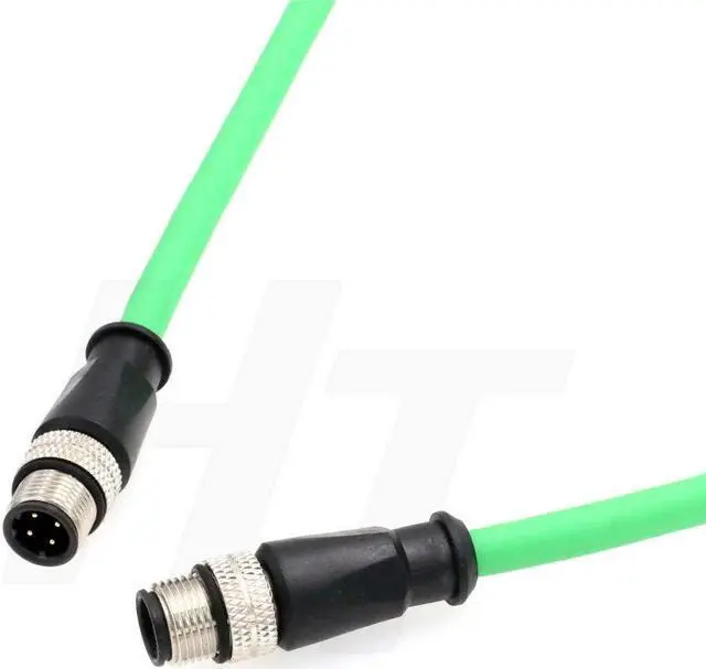 Alt view image 3 of 4 - HangTon Ethernet Sensor Vision Camera M12 4 Pin D Code to M12 4 Pin D Coded Cable for Baumer Encoder Industrial Automation PLC Network 5m