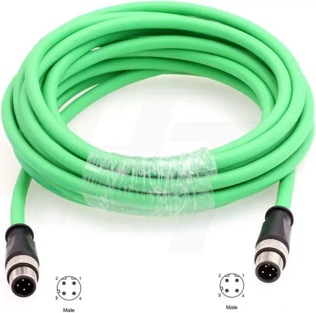 Alt view image 4 of 4 - HangTon Ethernet Sensor Vision Camera M12 4 Pin D Code to M12 4 Pin D Coded Cable for Baumer Encoder Industrial Automation PLC Network 5m