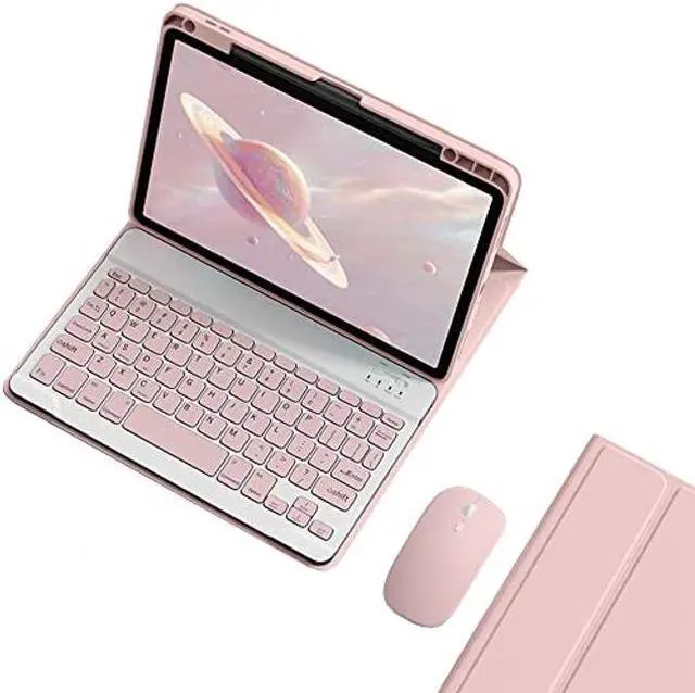 Main image of KMXDD Keyboard Case Mouse Compatible with iPad Mini A17 Pro 2024, iPad Mini 6th Generation 2021 Case with Keyboard Mouse Support Pencil Charging Color Keys Removable Bluetooth Keyboard,Pink