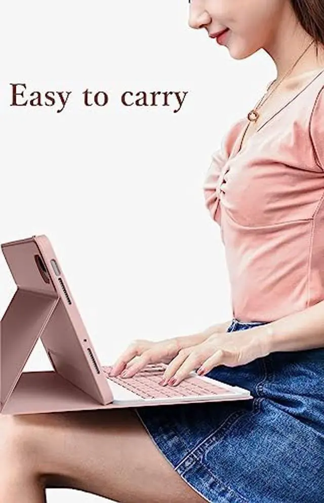 Alt view image 5 of 5 - KMXDD Keyboard Case Mouse Compatible with iPad Mini A17 Pro 2024, iPad Mini 6th Generation 2021 Case with Keyboard Mouse Support Pencil Charging Color Keys Removable Bluetooth Keyboard,Pink