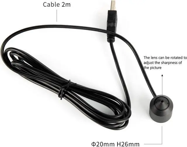 Alt view image 3 of 5 - STINYTECH Small Size HD 1080P USB Computer Camera with 3.6mm Fisheye Lens Mini USB Mac/PC/Desktop/Laptop Web Camera-2M Cable