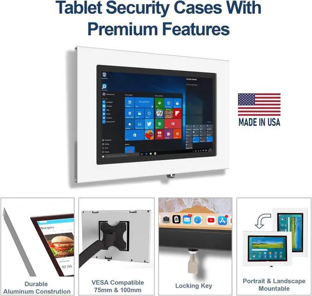 Alt view image 3 of 5 - TABcare Locking Anti-Theft Security Metal Case for Microsoft Surface Pro 2 3 4 5 6 7 X Go Tablet Supports VESA, Wall Mount (Surface Pro 3/4/5/6, White)