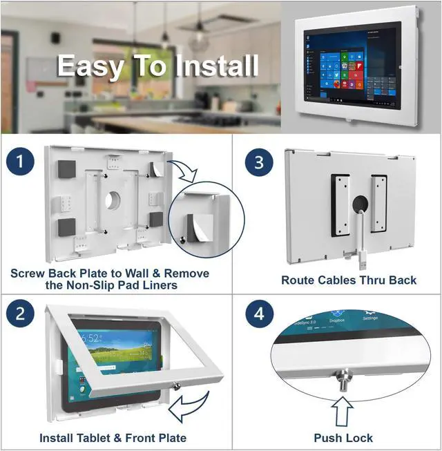 Alt view image 4 of 5 - TABcare Locking Anti-Theft Security Metal Case for Microsoft Surface Pro 2 3 4 5 6 7 X Go Tablet Supports VESA, Wall Mount (Surface Pro 3/4/5/6, White)