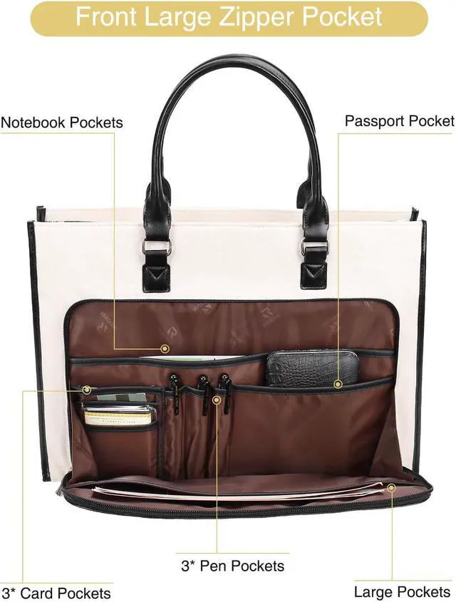 Alt view image 2 of 5 - Laptop Bag for Women 17.3 inch Laptop Tote Bag Stand-up Business Office Work Bag Briefcase Computer Tote Bag Large Handbag Satchel Shoulder Bag