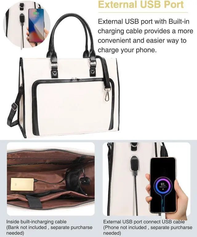 Alt view image 4 of 5 - Laptop Bag for Women 17.3 inch Laptop Tote Bag Stand-up Business Office Work Bag Briefcase Computer Tote Bag Large Handbag Satchel Shoulder Bag