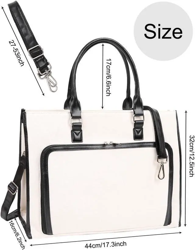 Alt view image 5 of 5 - Laptop Bag for Women 17.3 inch Laptop Tote Bag Stand-up Business Office Work Bag Briefcase Computer Tote Bag Large Handbag Satchel Shoulder Bag
