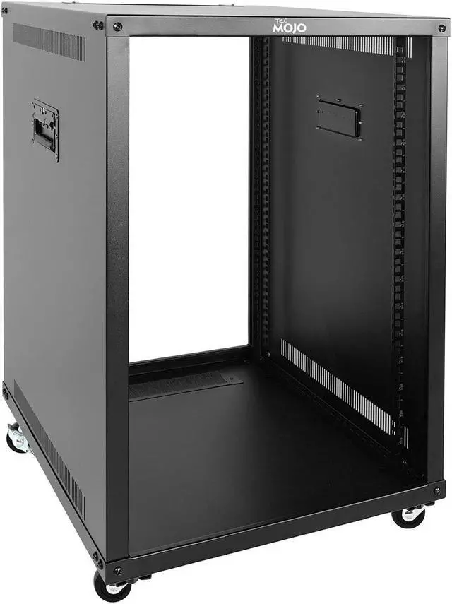 Main image of Tecmojo 15U Portable Rolling Network Rack, 4-Post Mobile Open Frame Server Rack with Wheels, Free Standing Server Cabinet for Computer/Data/AV/IT Equipment/Network Equipment