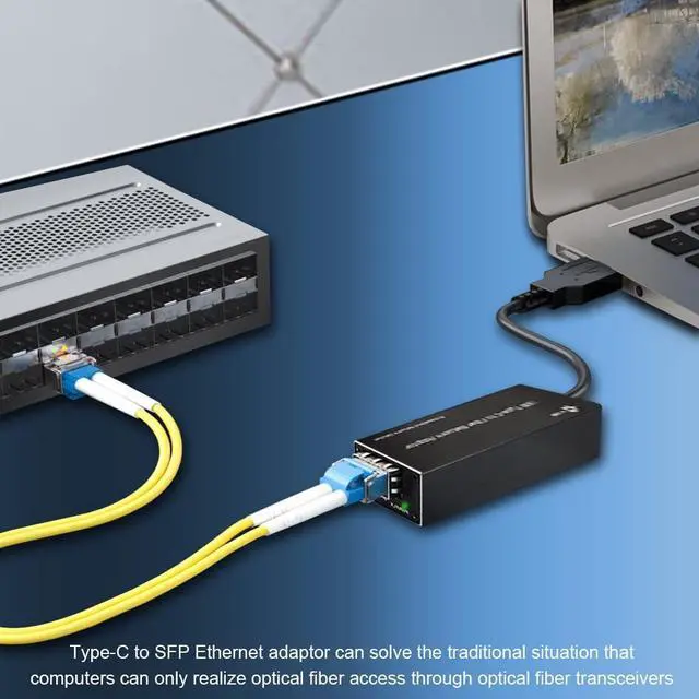 Alt view image 3 of 5 - Throncom USB3.0 Type C to Fiber Network Adaptor 100/1000base-X USB to Open SFP Gigabit Network Card Compatible Windows Server/Windows/Linux/Mac OS Compact NIC Network Adapter