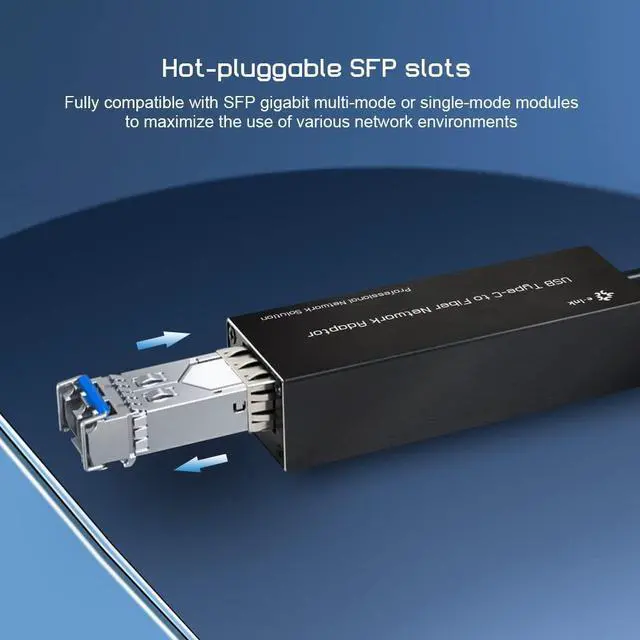Alt view image 4 of 5 - Throncom USB3.0 Type C to Fiber Network Adaptor 100/1000base-X USB to Open SFP Gigabit Network Card Compatible Windows Server/Windows/Linux/Mac OS Compact NIC Network Adapter