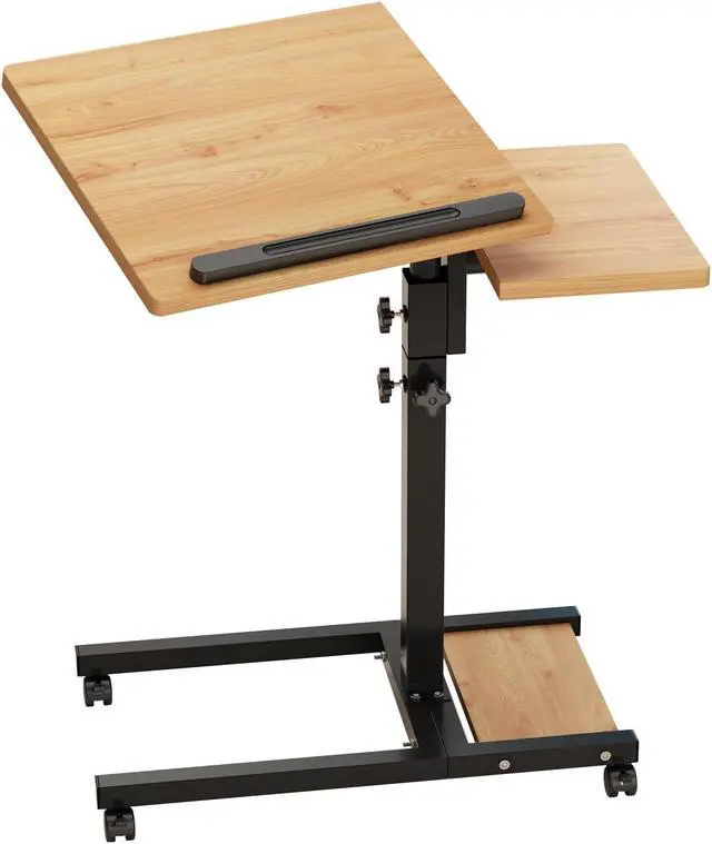 Alt view image 4 of 5 - TigerDad Mobile Adjustable Height Laptop Stand PC Computer Portable Notebook Swivel Laptop Desk Rolling Table Desk Cart Tiltable with Wheels Casters& Mouse Pad Table