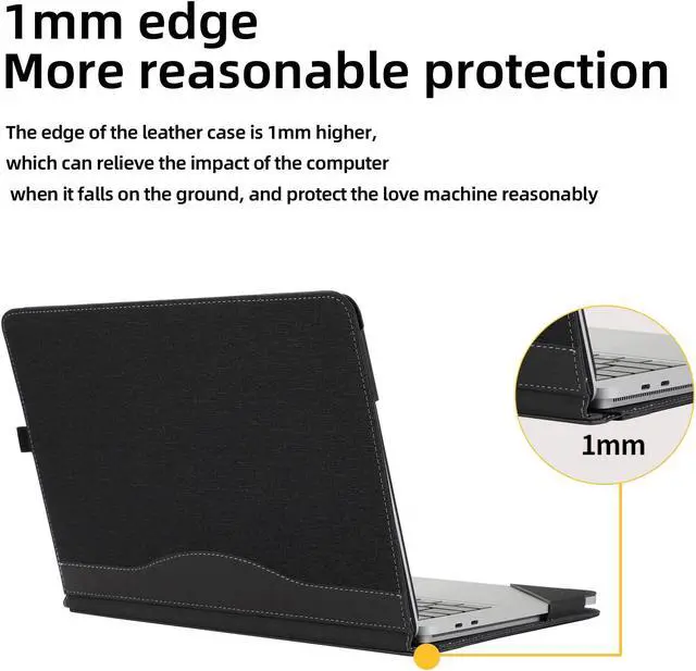Alt view image 3 of 5 - Case Cover for New Microsoft Surface Laptop Studio 2& Laptop Studio Tablet[(14.4-inch Screen)]  2-in-1 PU Leather Protective Shell(Surface Laptop Studio, Cotton Linen Pattern Black)
