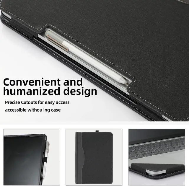 Alt view image 5 of 5 - Case Cover for New Microsoft Surface Laptop Studio 2& Laptop Studio Tablet[(14.4-inch Screen)]  2-in-1 PU Leather Protective Shell(Surface Laptop Studio, Cotton Linen Pattern Black)