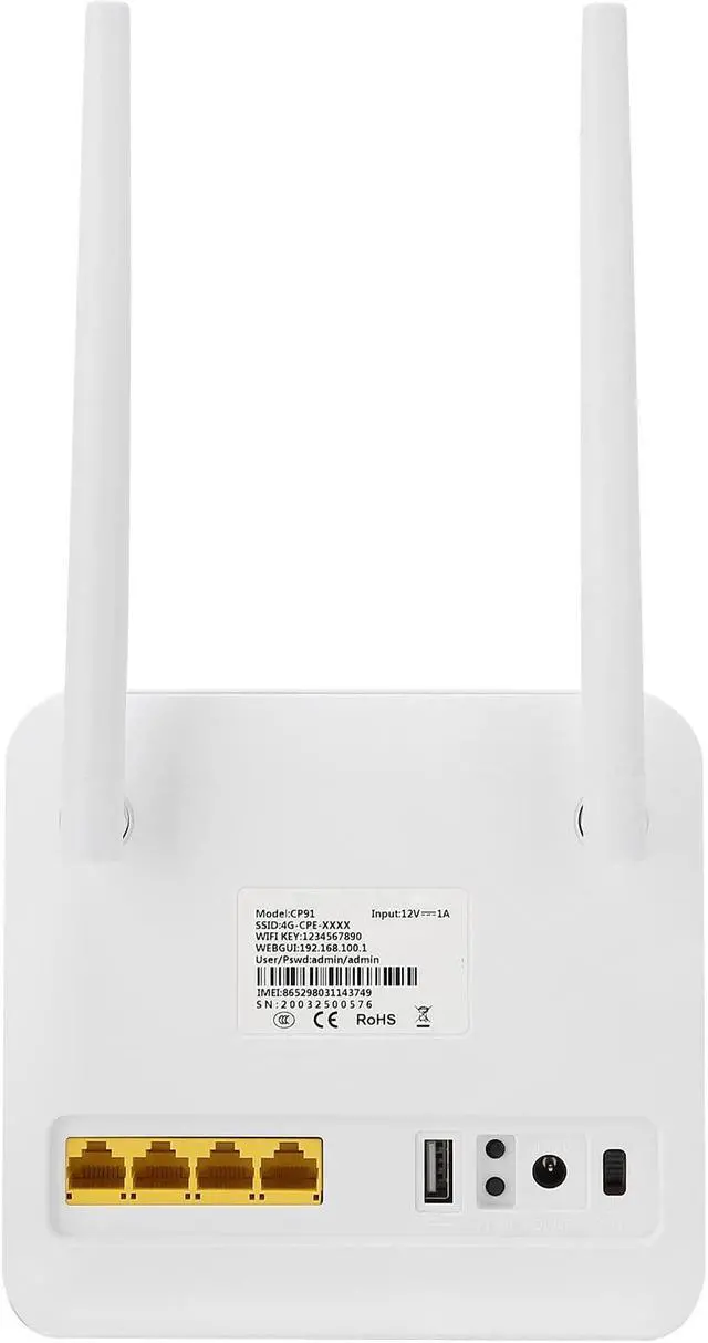 Alt view image 5 of 5 - 4G LTE FDD TDD SIM Card Router 4 LAN Port Outdoor CPE Router 4G LTE CPE SIM Card Router Hotspot Routers (CP9 US Plug)
