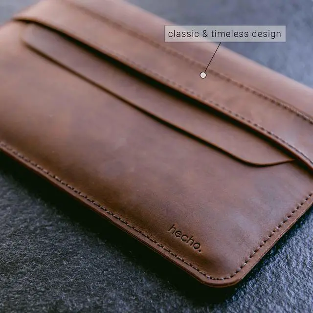 Alt view image 4 of 5 - MacBook Air 15 Inch Sleeve -- 'Fernando' Handmade & Expertly Crafted Luxury MacBook Case -- Full Grain Beautifully Stitched Fair Trade Leather -- Brown