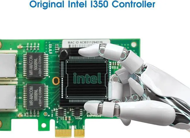 Alt view image 3 of 5 - Gigabit Network Card with Intel I350 Chip Dual RJ45 Port PCI Express 2.1 X4 Ethernet Card with Low Profile for Windows/Windows Server/Linux Compare to Intel I350-T2 NIC