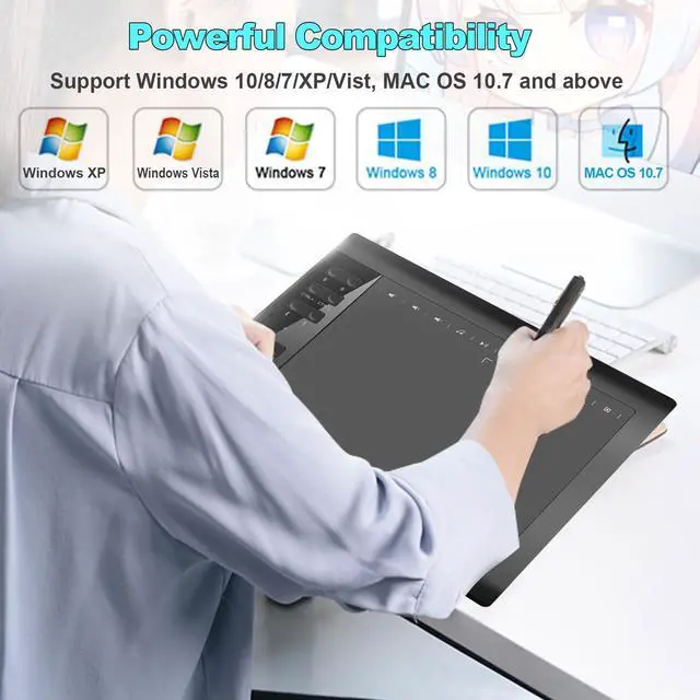 Alt view image 4 of 5 - Graphics Drawing Tablet TEROW,10x6 inch Digital drawing tablet with Bracket and 8192 Levels Stylus for PC/Mac/Android 5.0 for Drawing and Online Teaching,Drawing pad drawing borard and Computer tablet