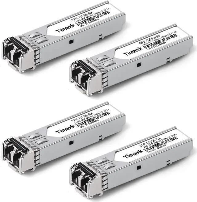 Main image of Timaxk 1.25G SFP 1000Base-SX, 850nm MMF, up to 550 Meters, LC Multi Mode 1G Fiber Transceiver Modular for Cisco, Meraki, Ubiquiti UniFi, Mikrotik, Intel, Netgear, D-Link, Qnap, Linksys and More