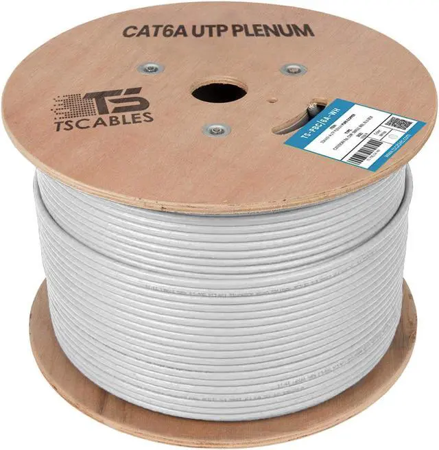 Alt view image 2 of 5 - TSCables | Cat6A Plenum (CMP) 1000ft, 750Mhz, PoE++ (4PPoE) | 100% Solid Bare Copper | 23AWG Unshielded Twisted Pairs (UTP), Available in 7 Colors for Easy Identification (White, 1000ft)