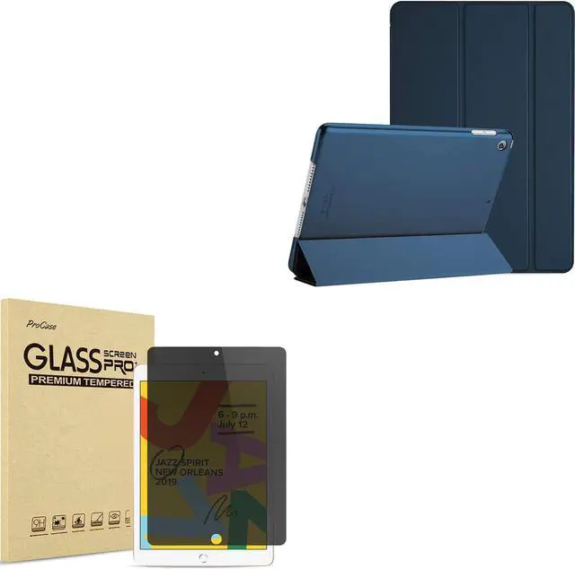 Main image of ProCase iPad 10.2 7th Generation 2019 Slim Stand Hard Case(Navy) Bundle with iPad 10.2 7th Gen 2019 Privacy Screen Protector