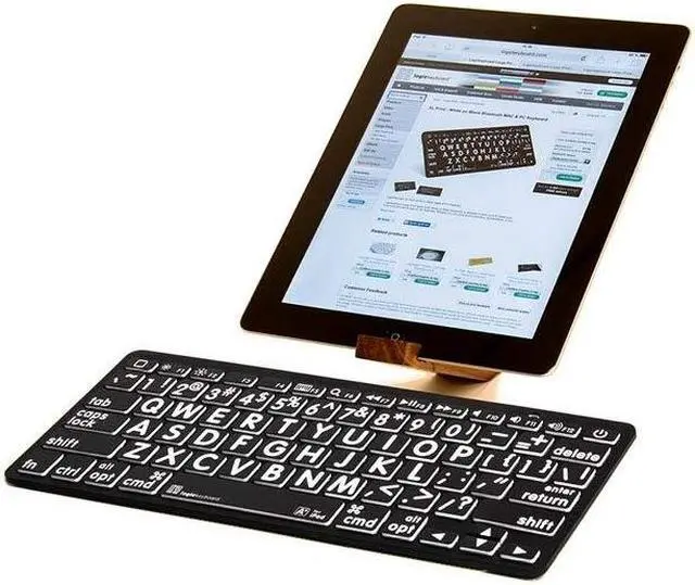 Alt view image 3 of 5 - Logickeyboard BT Wireless with Large Print  for Windows PC  White Letters on Black Keys  p/n LKB-LPWB-BTPC-US