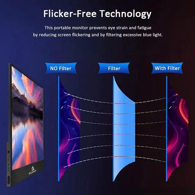 Alt view image 5 of 5 - NexiGo 144Hz 17.3 Inch Portable Gaming Monitor, FreeSync, G-SYNC Compatible, FHD IPS Computer Display, Eye Care Screen with HDMI/Type C for Laptop PC/MAC/Surface/PS4/PS5/Xbox/Switch, with Smart Cover