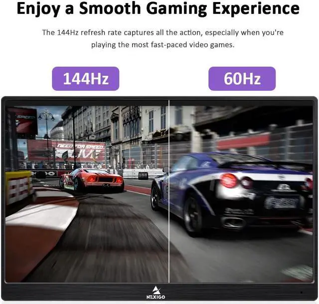 Alt view image 2 of 5 - NexiGo 144Hz 17.3 Inch Portable Gaming Monitor, FreeSync, G-SYNC Compatible, FHD IPS Computer Display, Eye Care Screen with HDMI/Type C for Laptop PC/MAC/Surface/PS4/PS5/Xbox/Switch, with Smart Cover