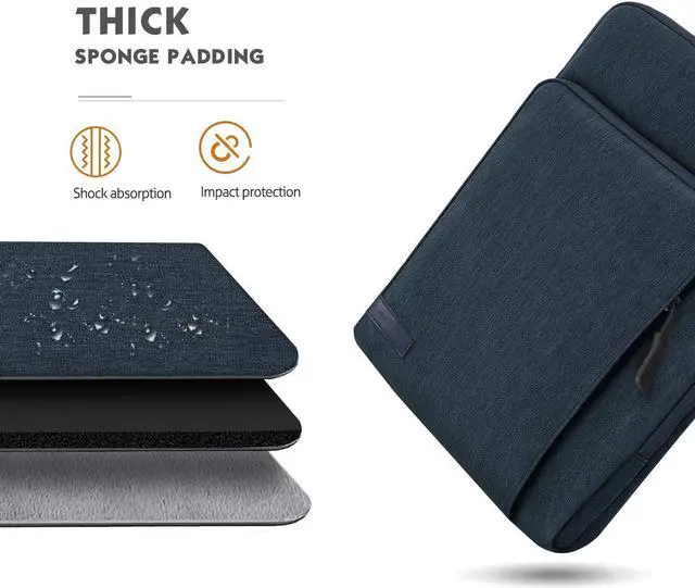 Alt view image 4 of 5 - MoKo Laptop Sleeve Bag for 13.3-14 Inch, Notebook Carrying Case with Pocket Fits New MacBook Pro M3/M2 14" /13" M2/M1 Pro/M1 Max 14.2 2023-2021/Air 13.6" M2 2022, Surface Pro 9/8 13", Indigo