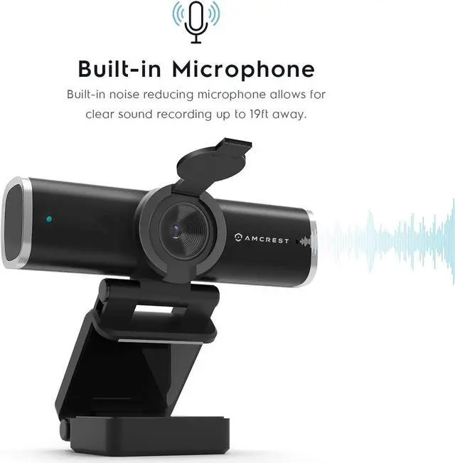 Alt view image 4 of 5 - Amcrest 4-Megapixel Webcam w/Microphone & Privacy Cover, Web Cam USB Camera, Computer HD Streaming Webcam for PC Desktop & Laptop w/Mic, Wide Angle Lens & Large Sensor for Superior Low Light (AWC496)