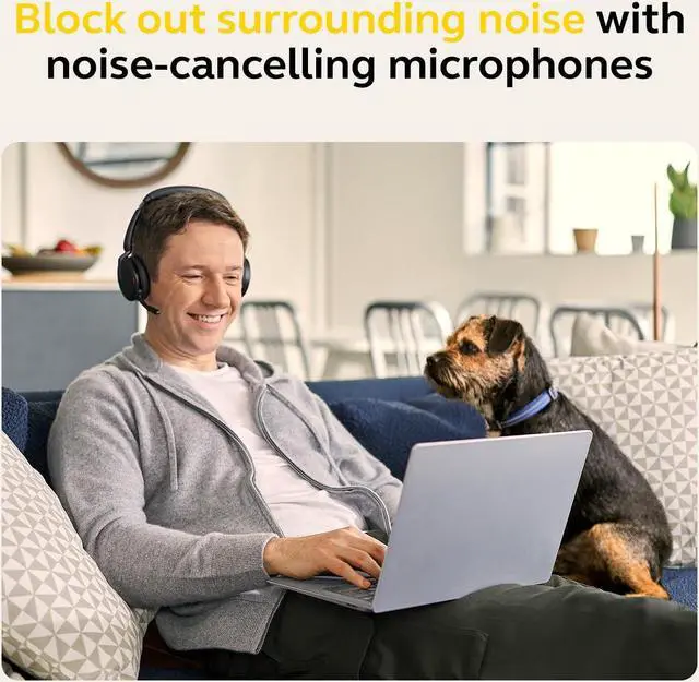 Alt view image 3 of 5 - Jabra Evolve2 65 Flex Stereo Headset with Bluetooth, Wireless Charging Pad - Noise-Cancelling ClearVoice Technology & Hybrid Active Noise Cancellation - Works with Leading UC Platforms - Black