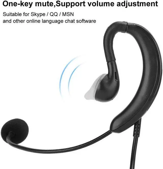 Alt view image 4 of 5 - USB Headphone, Ear Hook Type Headset USB Single Wire Headphone Computer Notebook Accessory for Skype//MSN, USB Headset for Desktop Computers Notebooks
