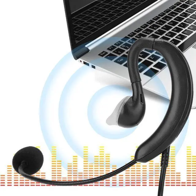 Alt view image 3 of 5 - USB Headphone, Ear Hook Type Headset USB Single Wire Headphone Computer Notebook Accessory for Skype//MSN, USB Headset for Desktop Computers Notebooks