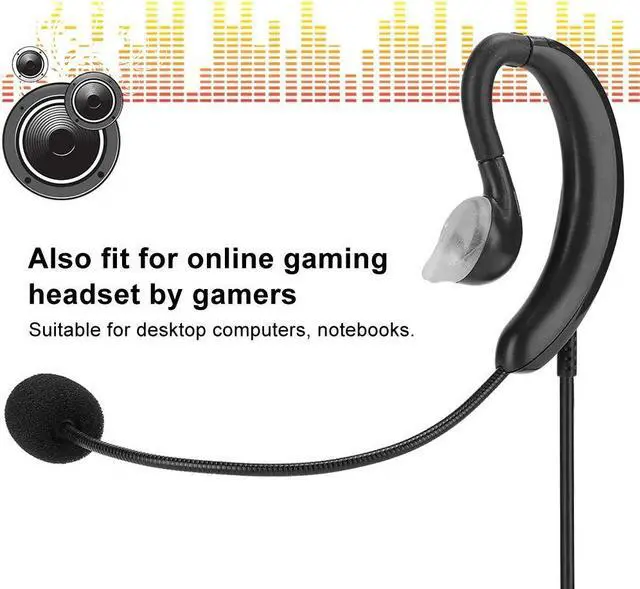 Alt view image 5 of 5 - USB Headphone, Ear Hook Type Headset USB Single Wire Headphone Computer Notebook Accessory for Skype//MSN, USB Headset for Desktop Computers Notebooks