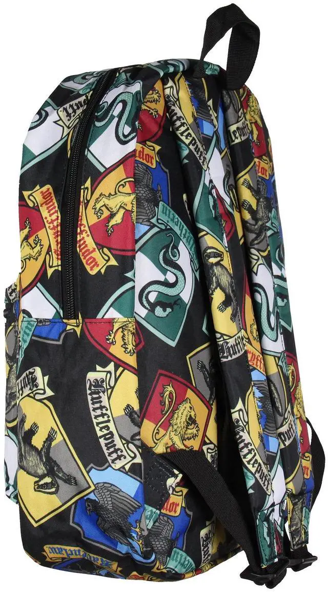 Alt view image 3 of 4 - Harry Potter Backpack Hogwarts Houses Crest All Over Print Laptop Travel Backpack