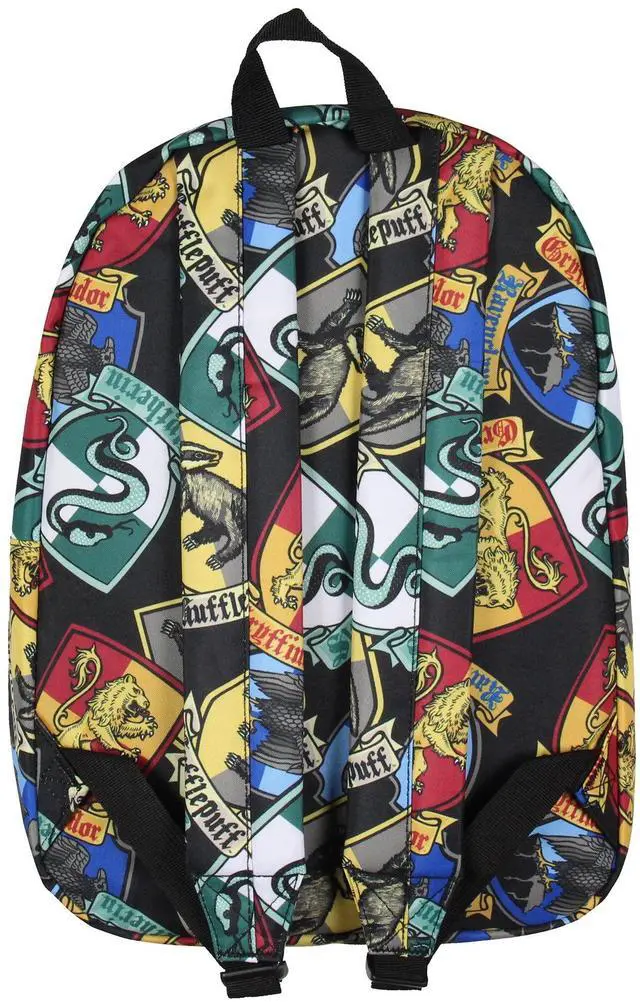 Alt view image 4 of 4 - Harry Potter Backpack Hogwarts Houses Crest All Over Print Laptop Travel Backpack