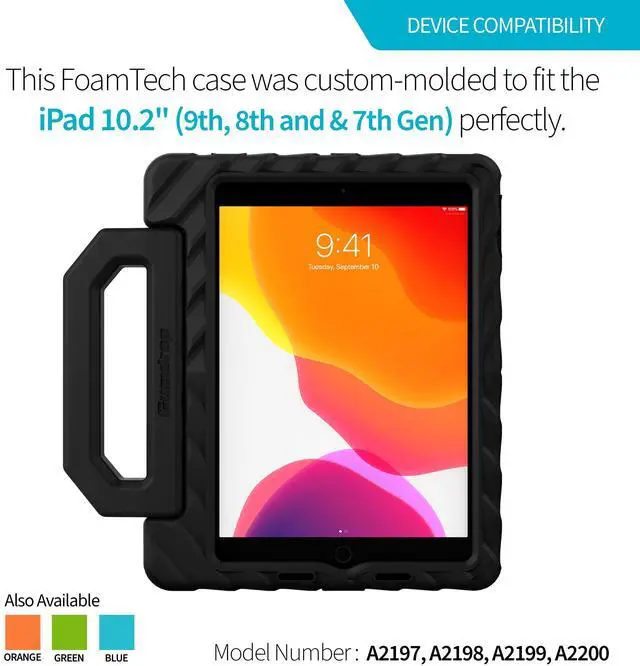 Alt view image 2 of 5 - Gumdrop FoamTech Case ONLY fits Apple iPad 9th | 8th | 7th Generation (10.2-inch) Rugged Lightweight Shockproof & Drop Tested for Kids K-12 Students Teachers Classrooms & School Use - Lime Green