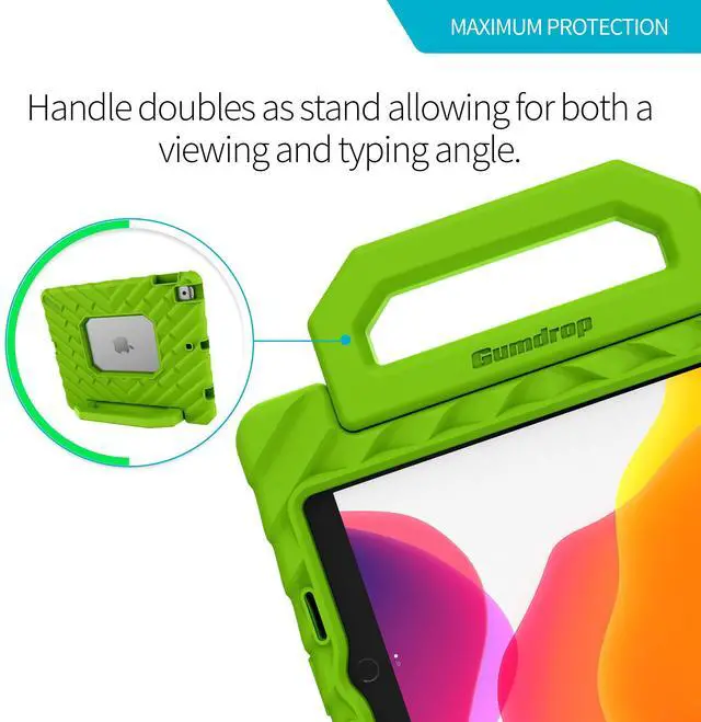 Alt view image 3 of 5 - Gumdrop FoamTech Case ONLY fits Apple iPad 9th | 8th | 7th Generation (10.2-inch) Rugged Lightweight Shockproof & Drop Tested for Kids K-12 Students Teachers Classrooms & School Use - Lime Green