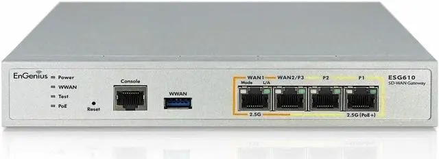 Alt view image 3 of 4 - EnGenius Cloud Managed [ESG610] 2.2 GHz Quad-Core SD-WAN VPN Router with Dual-WAN 2.5 GbE, Dual-LAN 2.5 GbE, Auto-VPN, stateful Firewall, and Cellular failover