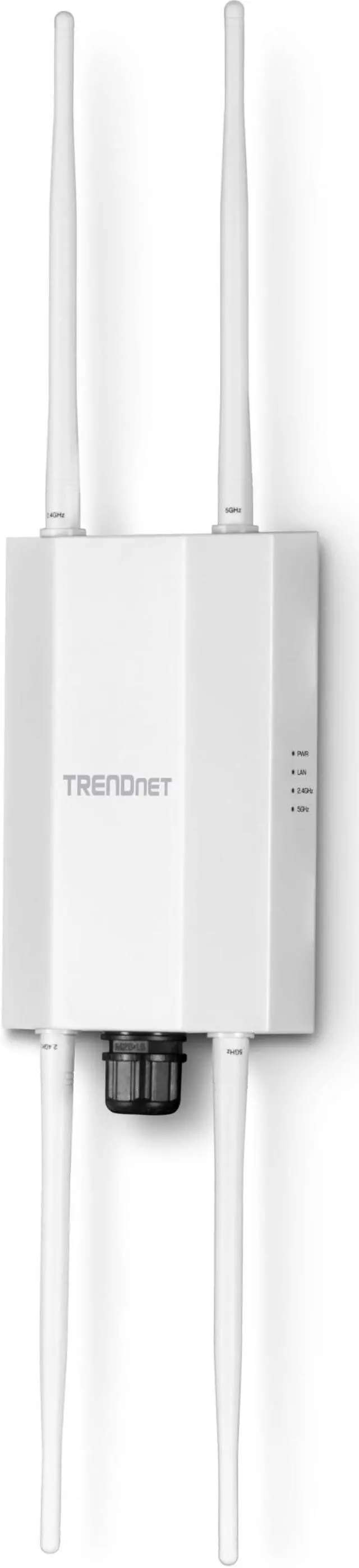 Main image of TRENDnet 5 dBi WiFi 6 AX1800 Outdoor PoE+ Omni Directional Access Point, TEW-941APBO, Point-to-Point and Point-to-Multi-Point Bridge, IP67 Weather Rated Housing, PoE+ Powered, White