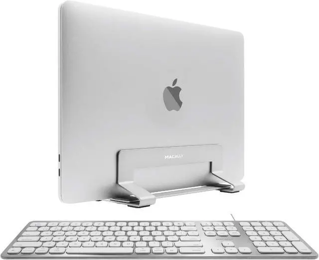 Main image of Macally Ultra Slim Mac Keyboard and an Adjustable Vertical Laptop Stand, Minimalistic Apple Aesthetic & Protects Your Laptop