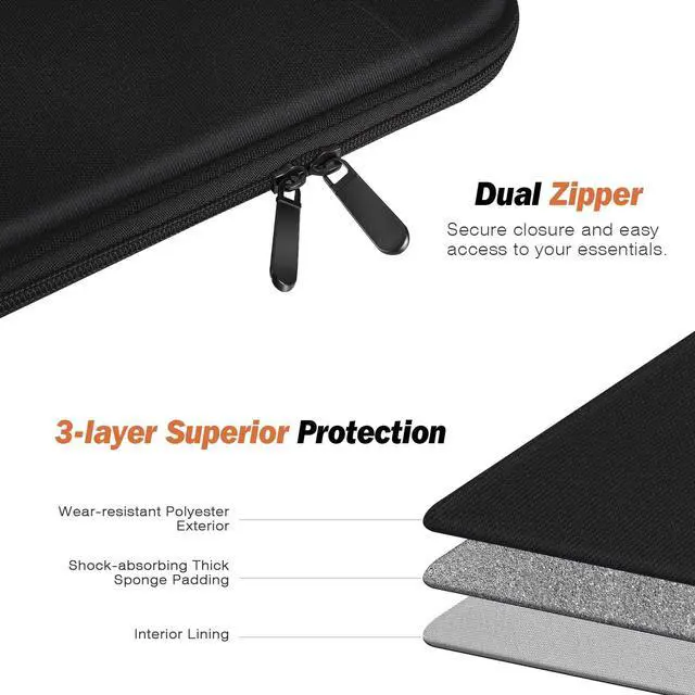 Alt view image 5 of 5 - MoKo 9-11 Inch Tablet Sleeve Bag Fits Fire Max 11 Tablet/ Kindle Fire HD 10 & 10 Plus Tablet 10.1", Tablet Carrying Case with Multi Pockets, Dark Gray