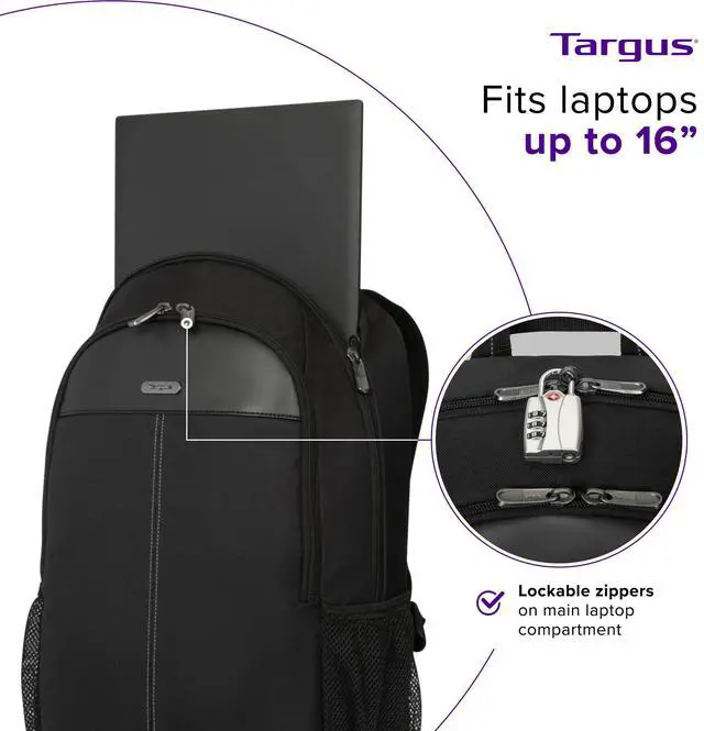 Alt view image 3 of 5 - Targus 15-16 Inch Classic Laptop Backpack - Fits Most Laptops up to 16", Padded Travel Backpack for Business Commuters, College, and Travel (TBB943GL)