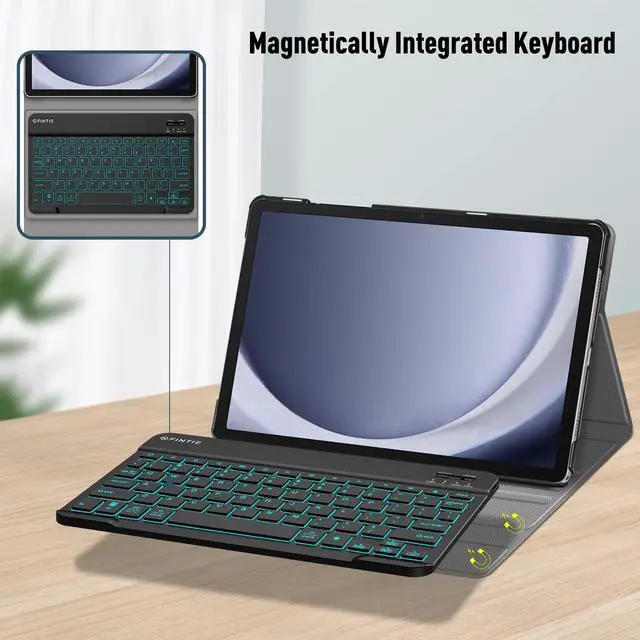 Alt view image 5 of 5 - Fintie Keyboard Case for Samsung Galaxy Tab A9 Plus/A9+ 5G 11 Inch 2023 Model (SM-X210/X216/X218), Slim Stand Cover w/Detachable Wireless Bluetooth Keyboard, 7 Color Backlight, Black